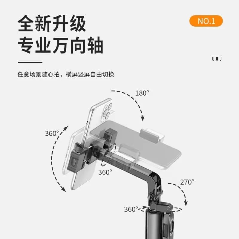 Asta per Selfie Stile TikTok in Metallo, Stabilizzatore Manuale Universale Rotante, Treppiede per Streaming Live con Bluetooth A21S