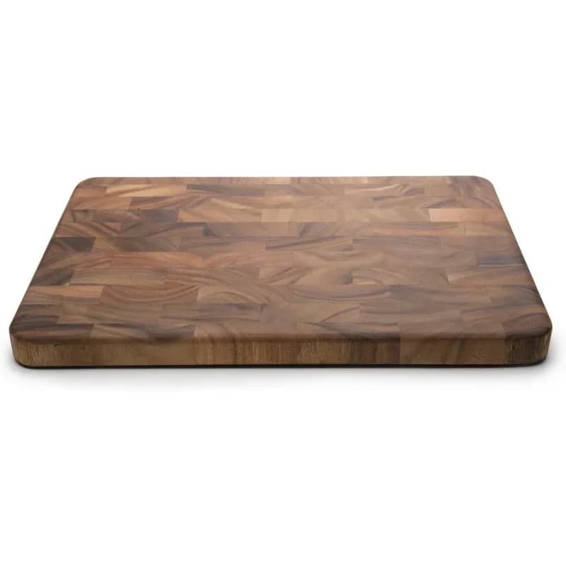 Acacia wood cutting board with large end grain preparation station, 14 x 20 inch, brown