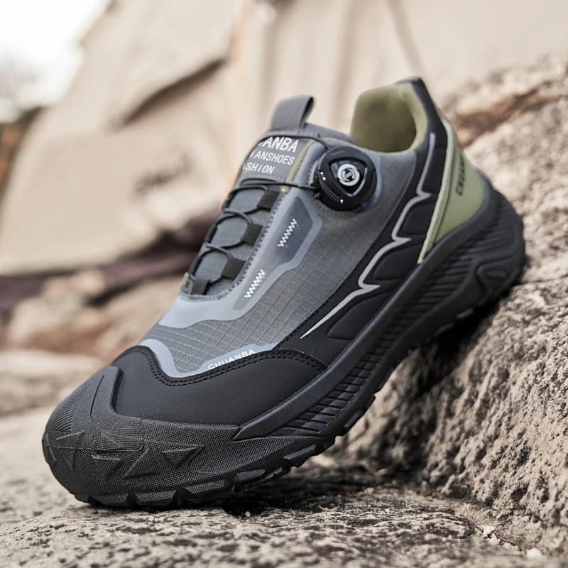 Scarpe da ginnastica da trekking da uomo con fibbia rotante Scarpe da trekking con piattaforma da esterno Scarpe sportive da uomo Comode scarpe da passeggio da arrampicata antiscivolo