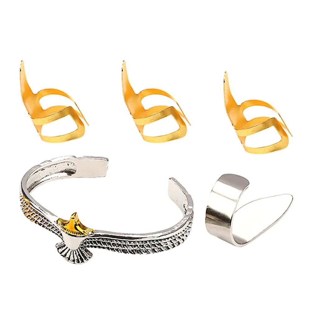 1Set Professional Metal Thumb and Finger Picks Set for Guitar Banjo Ukulele Adjustable Fit Comfortable Finger Protector Guitar