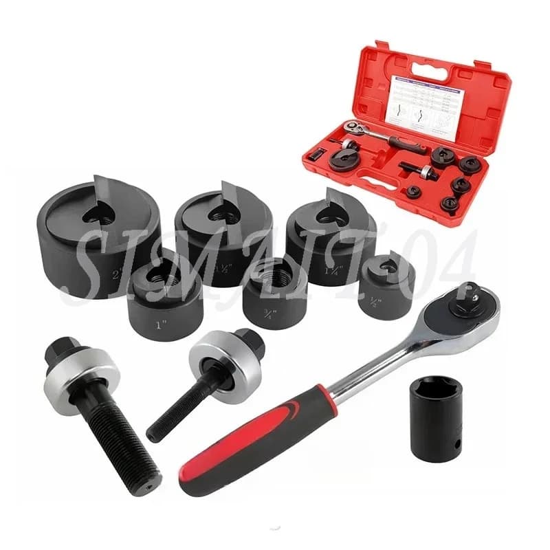 Manual Ratchet Knockout Hole Punch Driver Kit 1/2 to 2 Inch(22.5-61.5mm) Electrical Conduit Hole Cutter Set KO Tool Kit