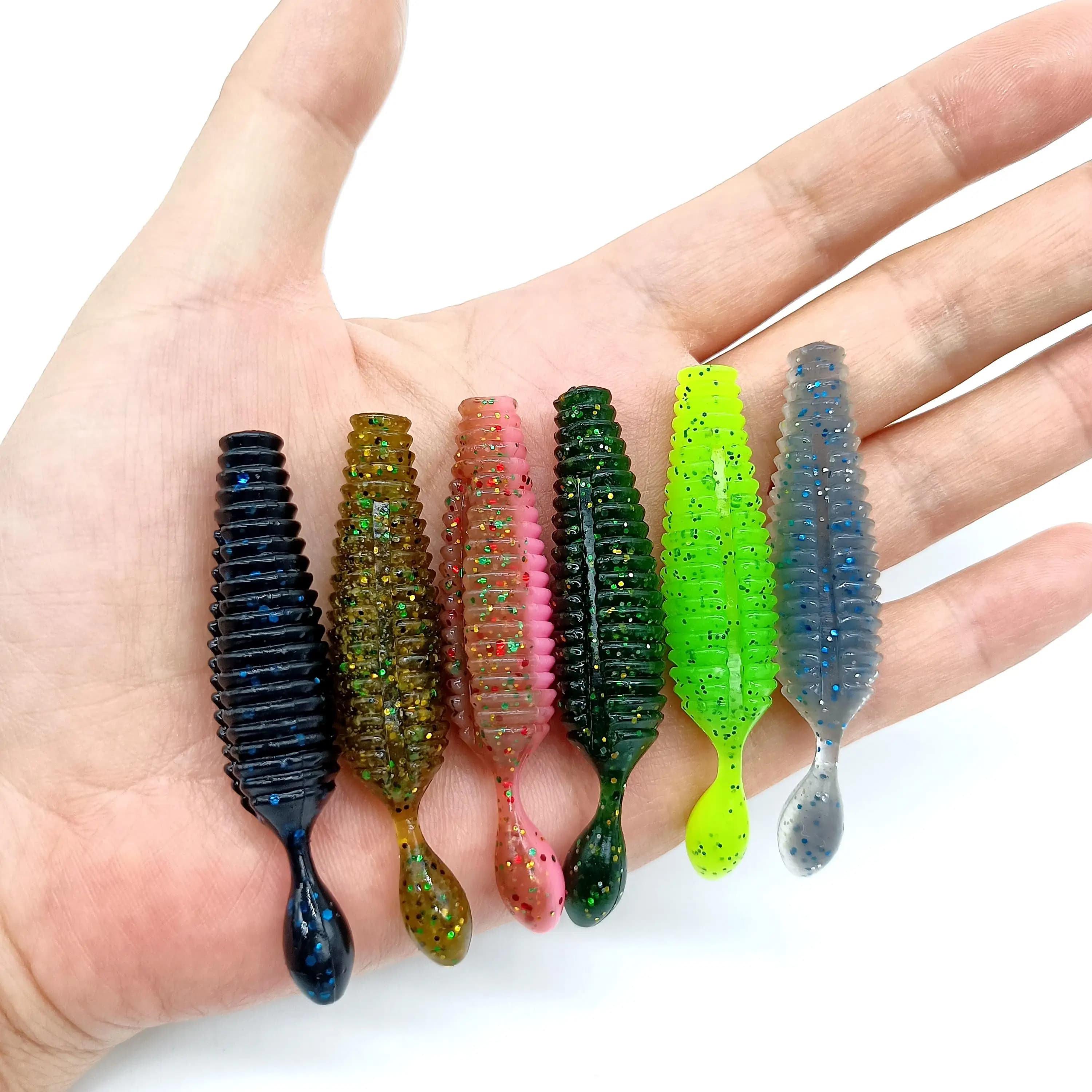 DUODUOYU 10PCS Patate Esca da pesca morbida 60mm 4g larve verme esca artificiale per spigola rosa con sale acqua dolce acqua salata attrezzatura