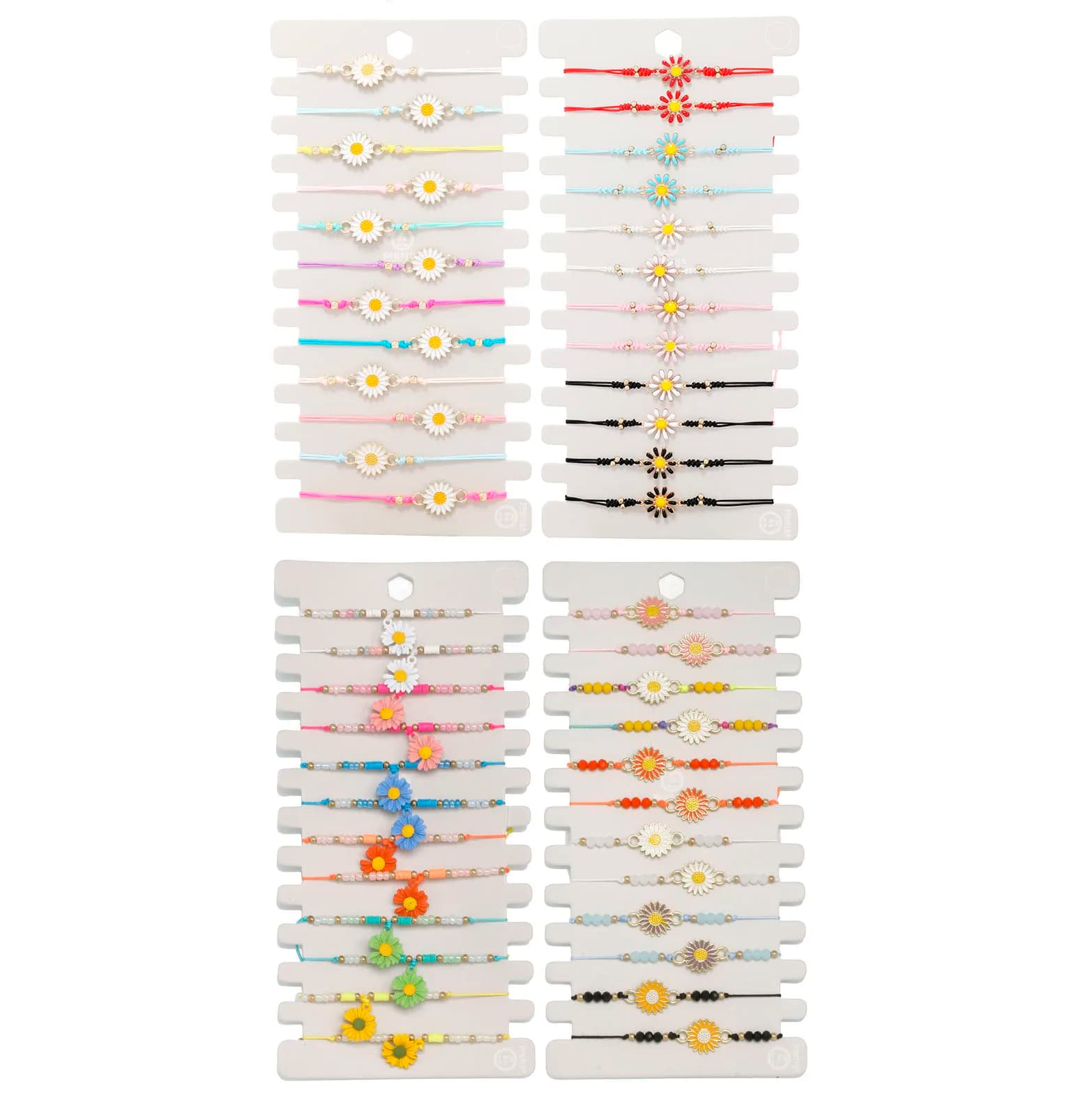 12 pcs/set wholesale crystal flower semi beads margherita charm bracelet 2024 new fashion woven jewelry crisantemo string