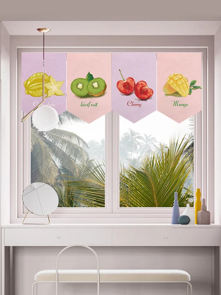Tenda Decorativa Estiva con Motivi Frutta, Tenda Commerciale Senza Foratura, Tenda Autoadesiva per Finestre e Porte
