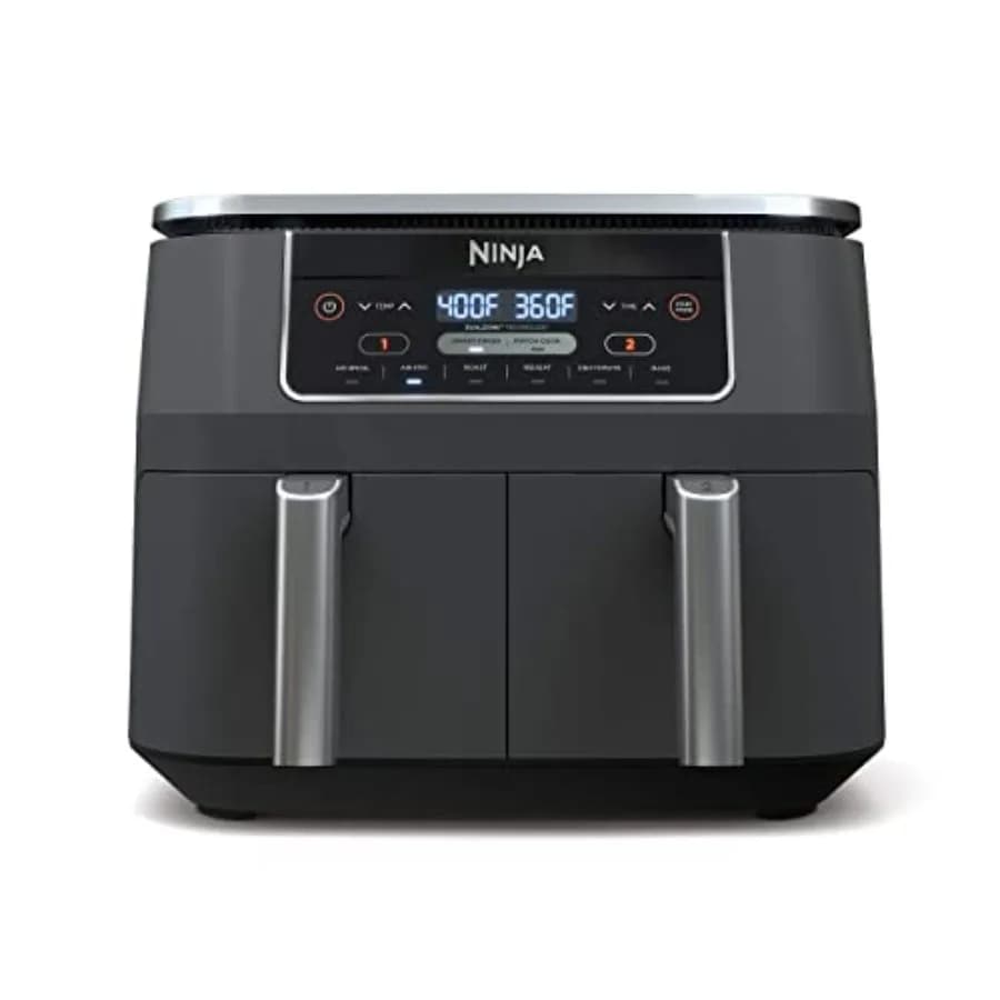 Friggitrice ad Aria DualZone 6-in-1 Foodi da 8 Quarti per Cucine Domestiche, Acciaio Inossidabile Grigio, Doppi Cestelli Indipendenti, Match Cook Smart Fin