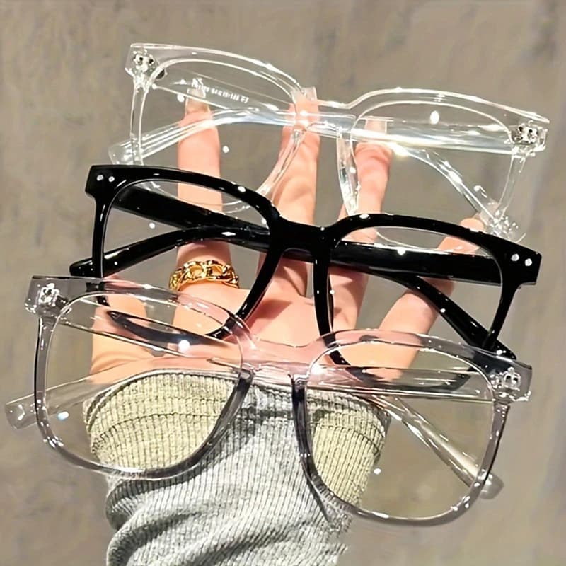 Black Chic Glasses with Transparent Montatura and Modern Quadrato Design for Campus