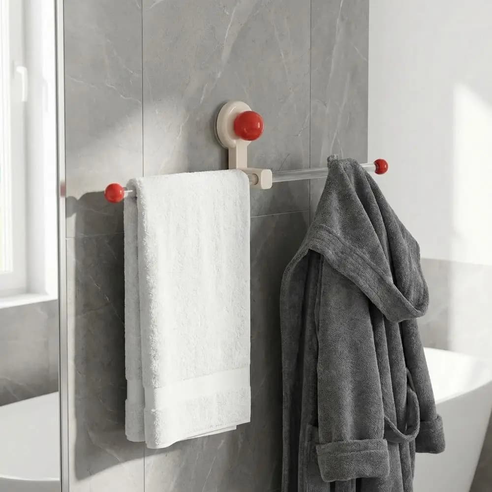 Gancio porta asciugamani da parete con ventosa, leggero, riutilizzabile, impermeabile, porta elastici per capelli