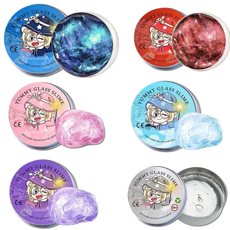 Adult Tactile Stress Relief Kit Liquid Crystal Bouncy Slime Putty Reusable Safe Color Handgum Clay DIY Handcraft Supplies