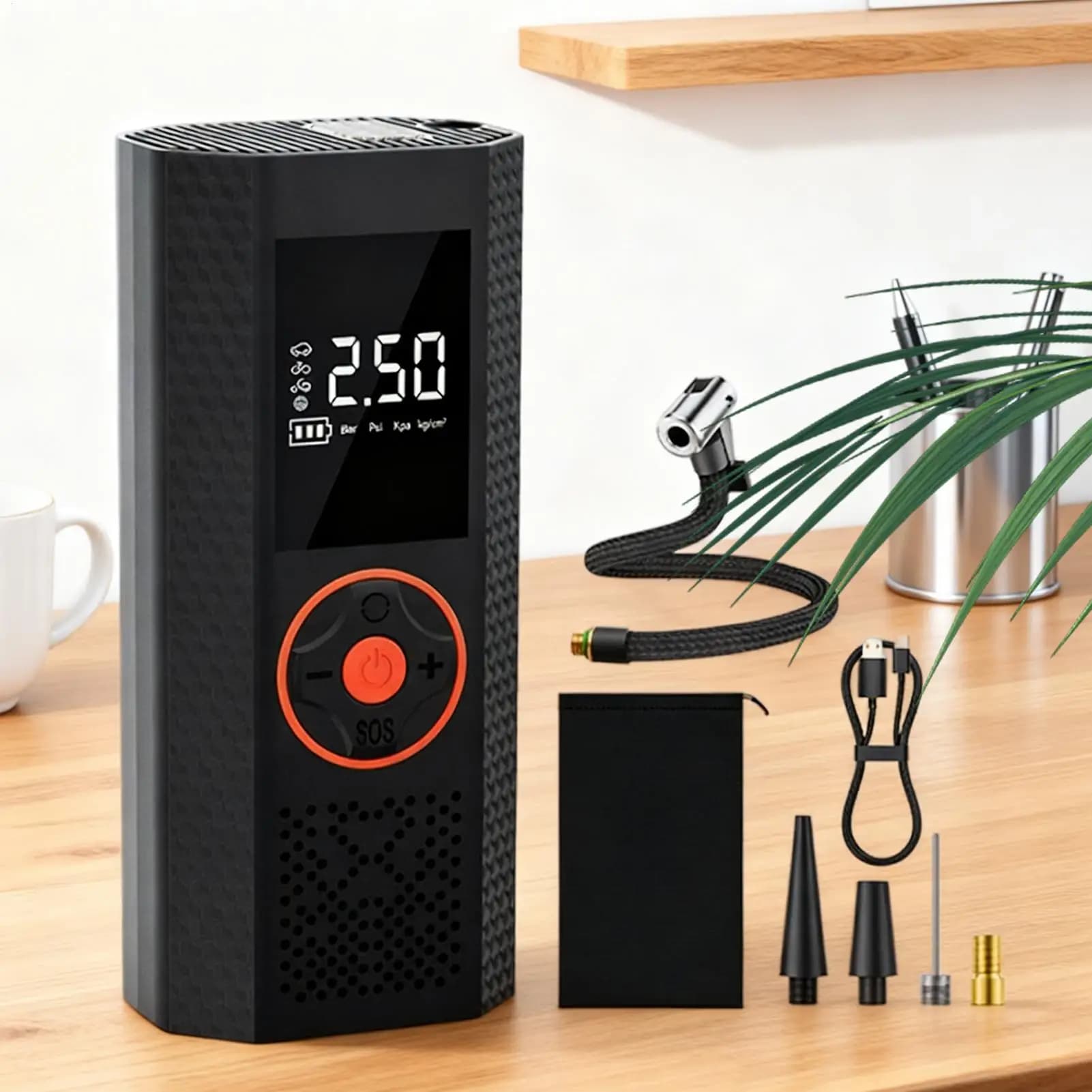 Pompa d'aria per pneumatici per auto Kit di attrezzi a batteria ricaricabile Gonfiatore per pneumatici Compressore d'aria portatile per veicolo elettrico per bici da moto