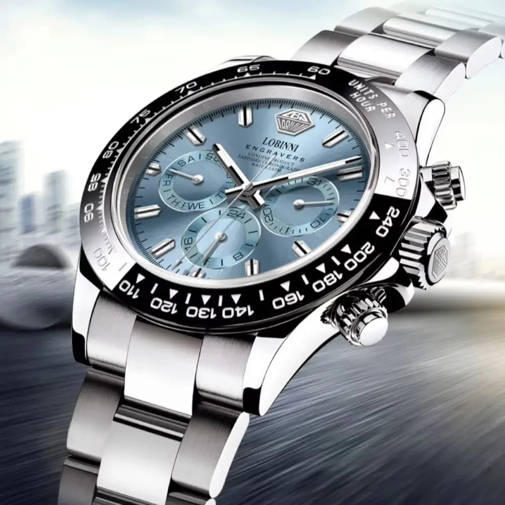 LOBINNI Men's Automatic Watch 40mm Luxury Mechanical Wrist Watch Luminous Sapphire Multi-quadrant Week Date 24 Hours Ceramic Bezel