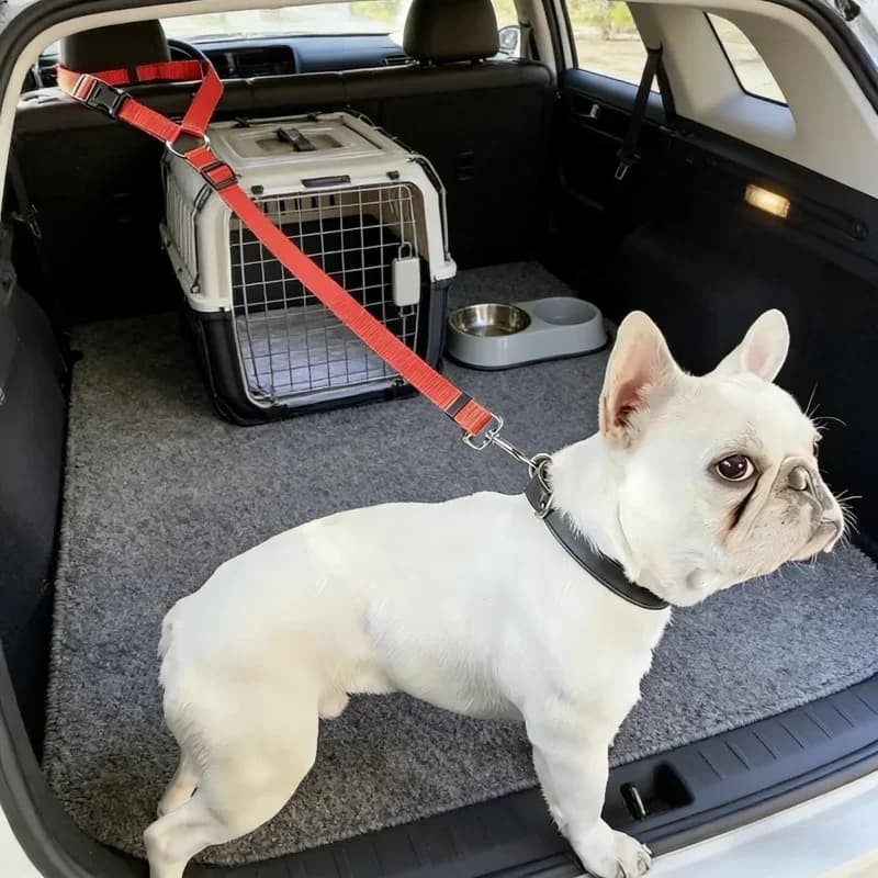 Cintura di Sicurezza Regolabile per Sedile Posteriore Auto, Imbracatura per Cani e Gatti, Collare Due-in-uno, Guinzaglio per Cuccioli e Gattini, Accessori Quotidiani per Animali Domestici