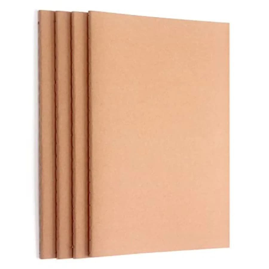 4 Pack Blank Kraft Notebooks, Blank Paper Sketchbooks for Drawing Doodling Writing, Travel Journal Set, A5, 36 Pages, 8.3" X 5.