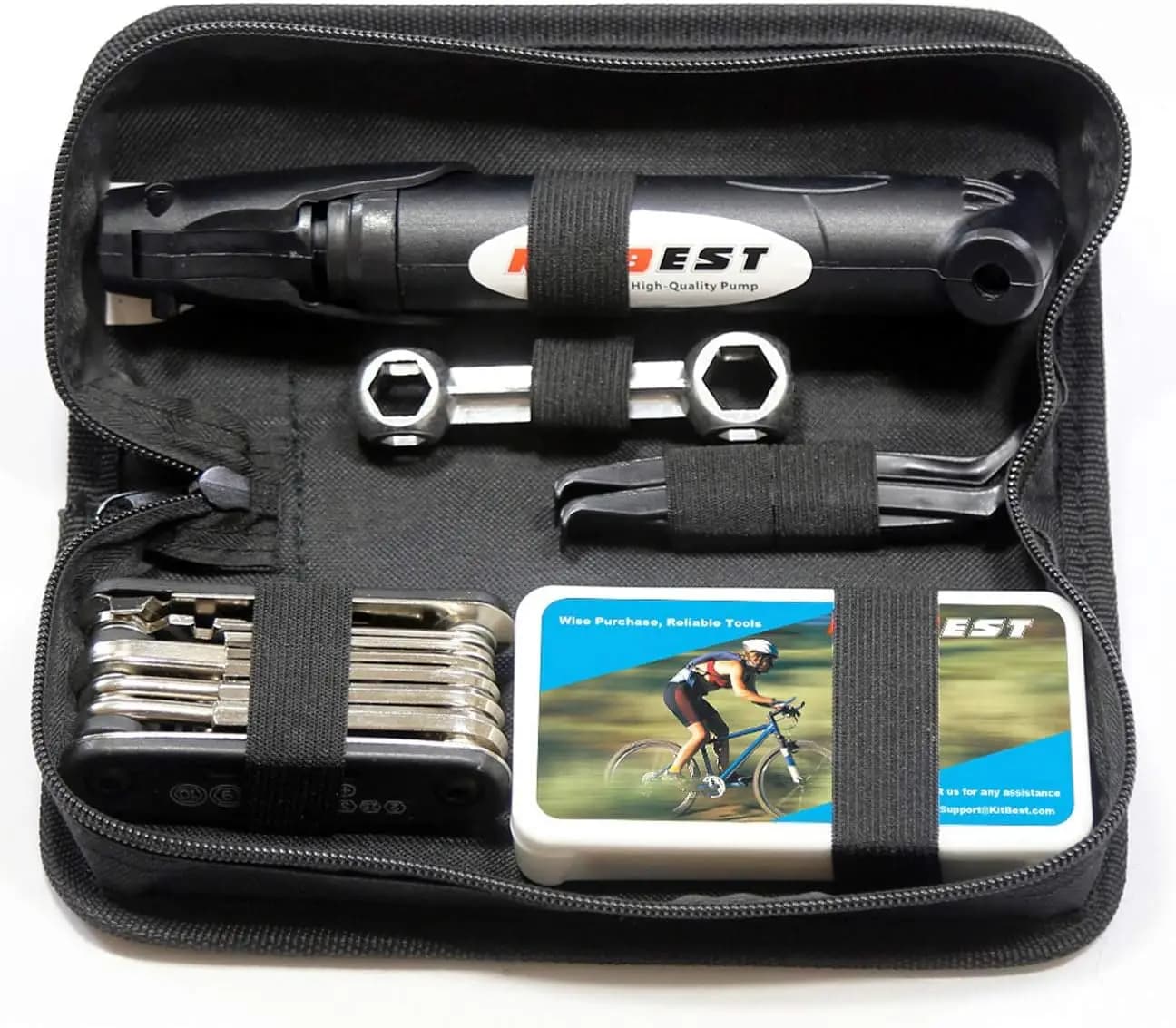 16-in-1 Bike Repair Tool Kit with Mini Pump, Tire Patch & Bag