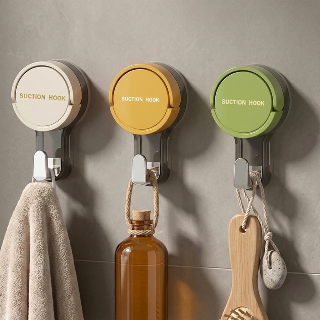 1/2/4PCS Suction Cup Hooks No Drilling Removable Reusable Wall Hook for Bathroom Kitchen Door Living Room Bedroom Home Organizer