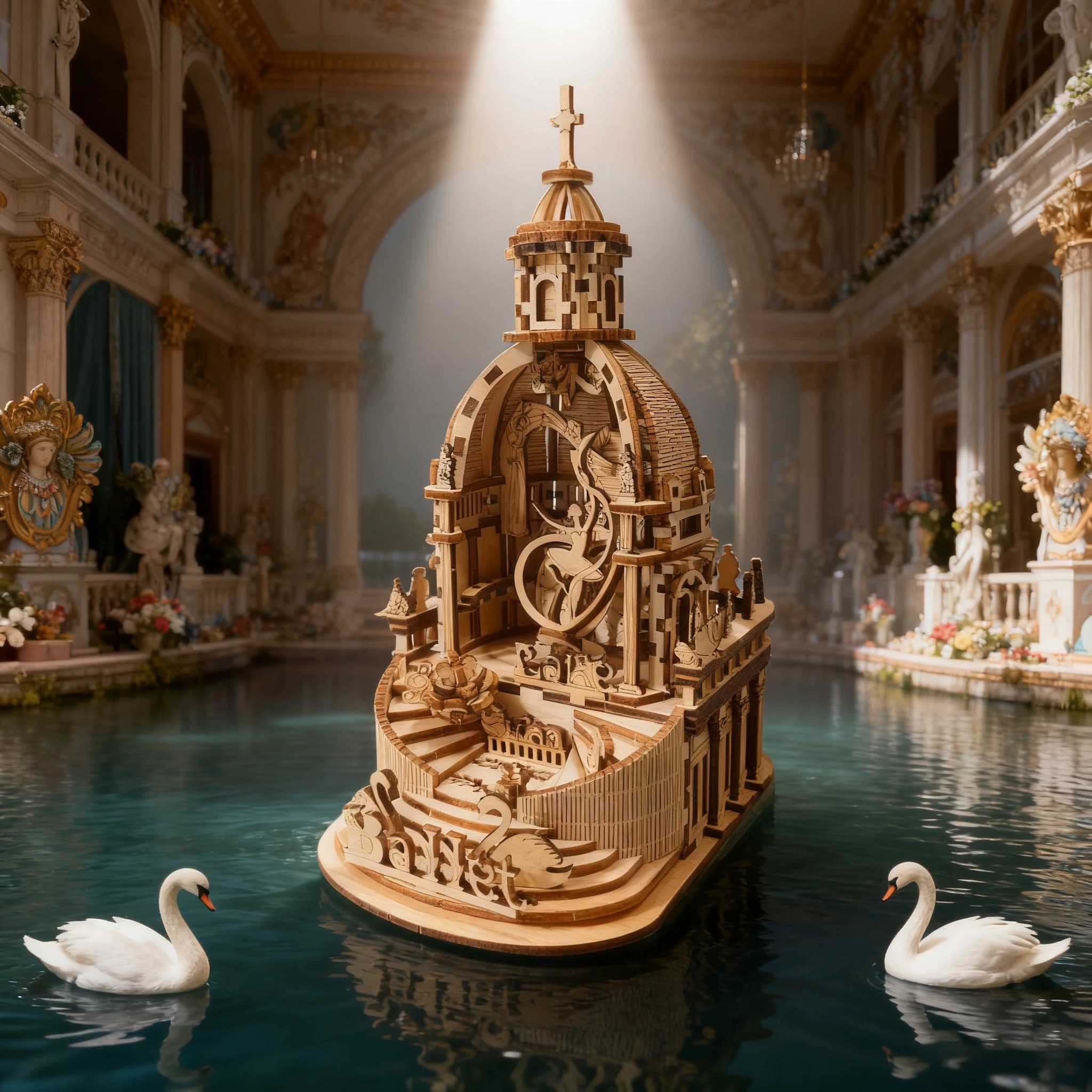 Kit artigianale musicale fai-da-te Swan Lake Kit modello artigianale 3D Attività pratica Decorazione della tavola Natale, compleanno, regalo di Halloween