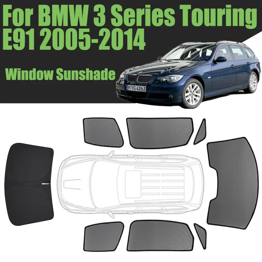 Parasole per finestrino auto personalizzato per BMW Serie 3 Touring E91 2005-2014 Wagon Tenda magnetica Maglia per parabrezza anteriore Tenda per telaio