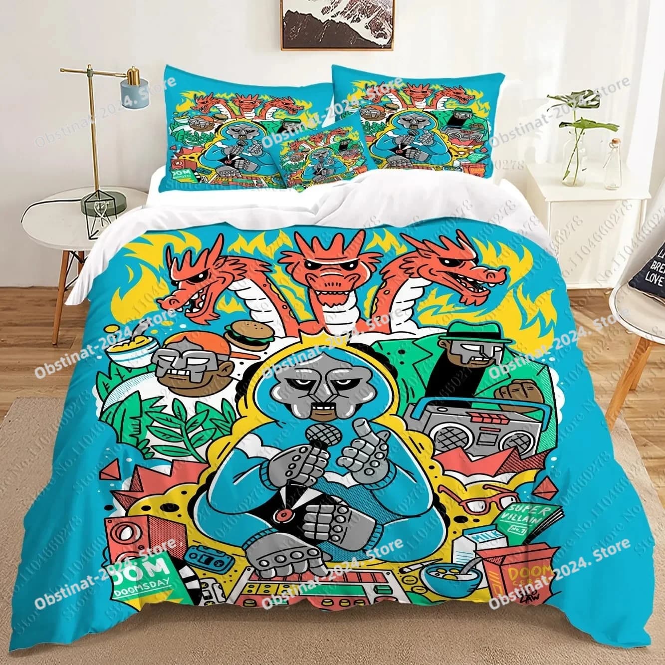 Fashion Singer Rapper MF DOOM Set di biancheria da letto con stampa 3D copripiumino con stampa Adulti_ trapunta da letto per bambini regalo di compleanno dropshipping