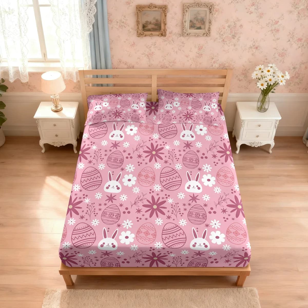 Set di 3 Lenzuola Stampate a Tema Pasquale in Diverse Misure, Morbide Copriletti, Decorazioni per Camera da Letto, Lavabili in Lavatrice