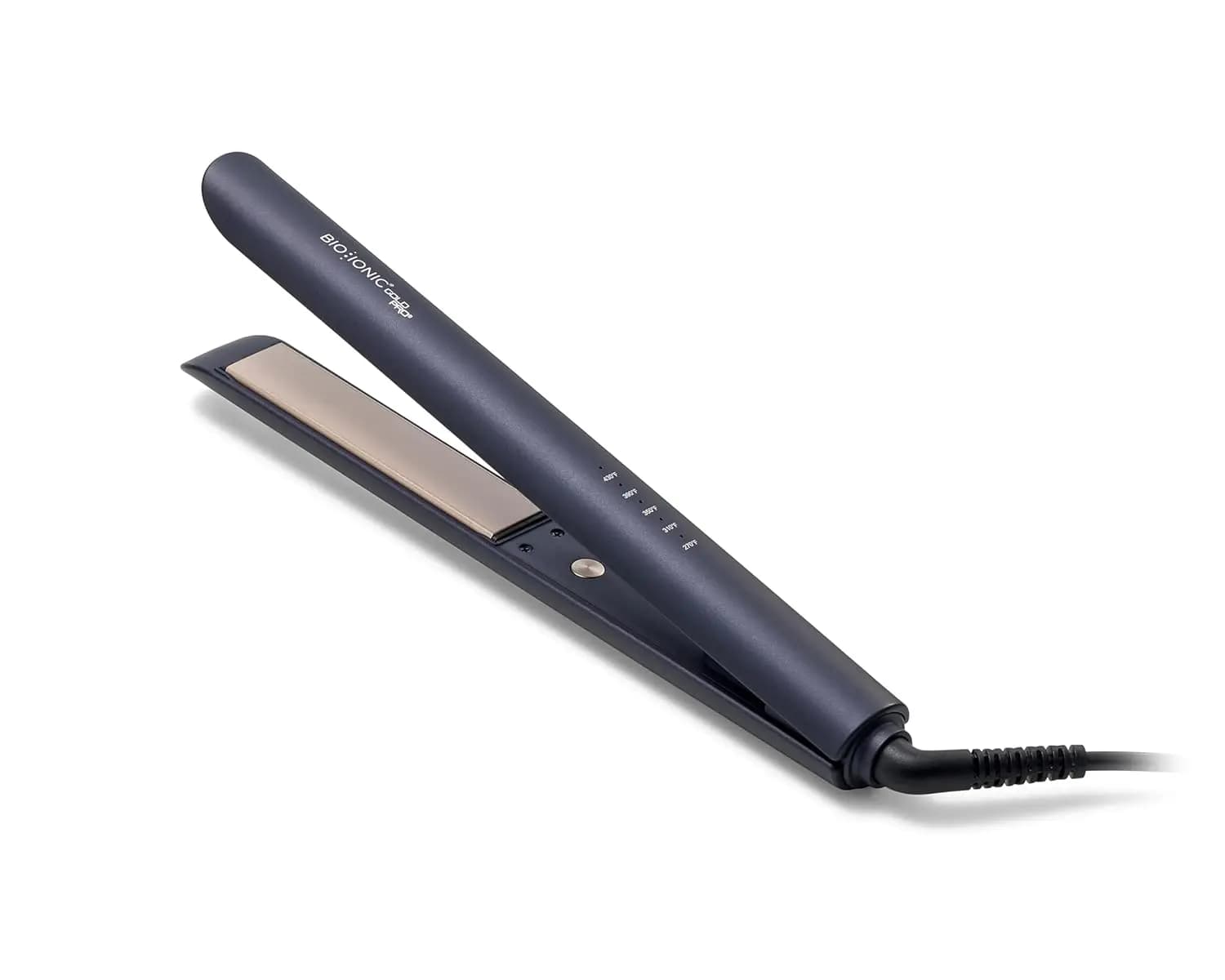 GoldPro hair plate with 24K gold and moisturizing technology, adjustable temperature for smooth and curly styles, Blue