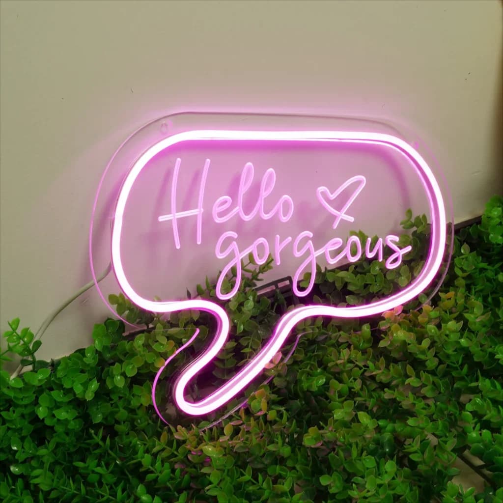 Ciao splendida insegna al Neon incisione luce a LED insegne al Neon personalizzate Home Room Wall Decor insegna al Neon Logo regalo di compleanno personalizzato