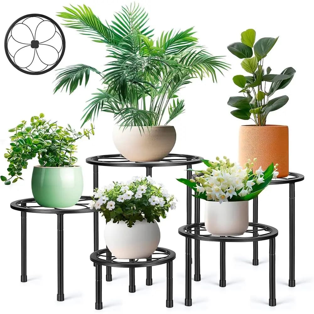 Support for 5 Levels of Metal Plants, for Interior/Esterni, Black Vase for Multiple Plants, Home and Garden Furniture
