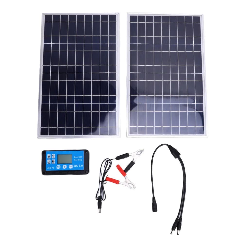 Portable 12V 24V Solar Kit For Car RV Boat Charging Controller Protection System USB Output Aluminum Frame Travel Power