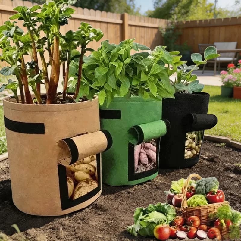 Greenhouse Vertical Grow Bags Nonwoven Fabric Reusable Moisturizing for Vegetables Potatoes Planting Garden Bags