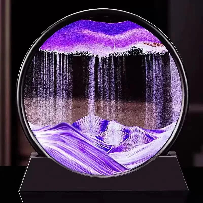 3D Moving Sand Art Picture Round Glass Deep Sea Sandscape Hourglass Quicksand Craft Flowing Sand Painting Office Home Decor Gift