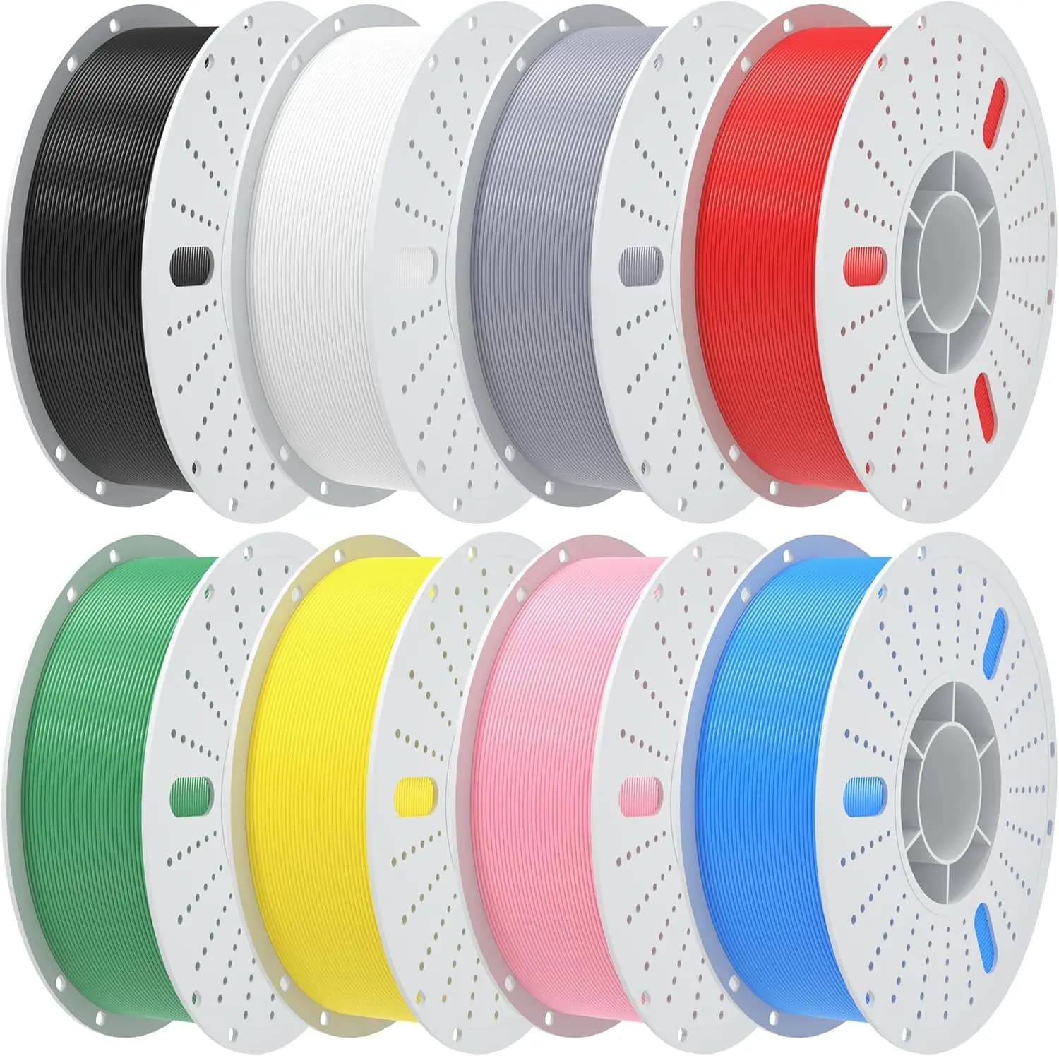 Filamento PLA Multicolore 1.75mm Set da 8KG, Precisione +/-0.02mm, Finitura Liscia e Lucida per Stampanti FDM