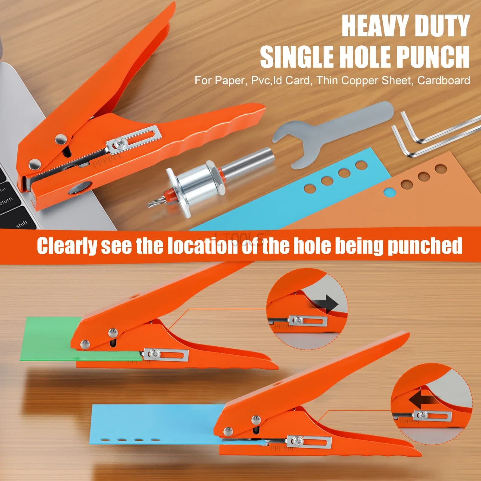 Single Hole Punching Machine 8-15MM Heavy Duty Drilling Machine Portable Punching Machine For Paper Card Edges DIY Photo Card