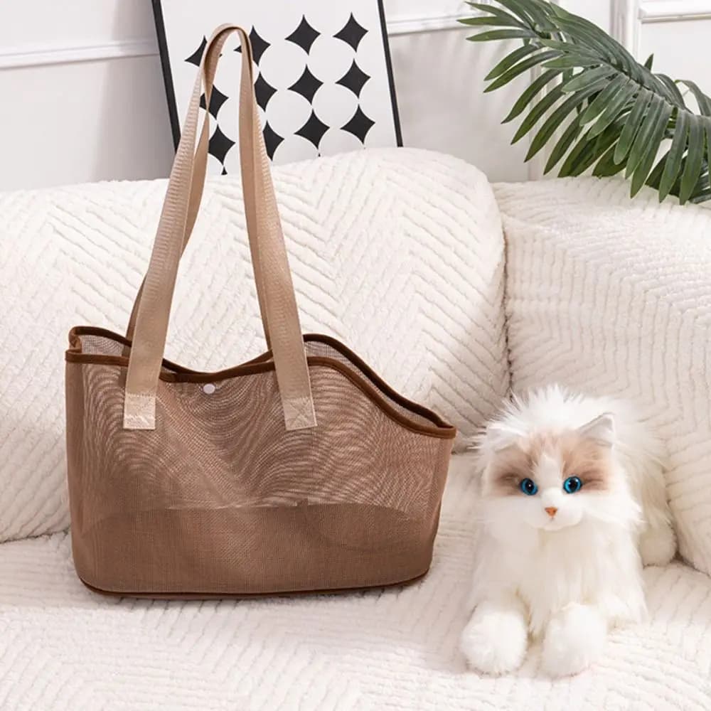 Portable Breathable Cat Handbag Large Capacity Lightweight Mesh Pet Carrier Safety Lock Comfortable Dog Shoulder Bag For Rabbits
