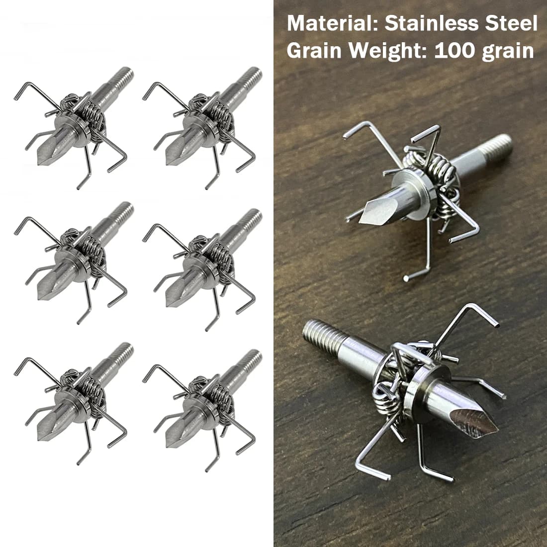 3/6pcs/Lot Stainless Steel 4mm Thread Judo Broadheads 100 Grains Arrow Point Arrowhead Hunting Archery For Compound Bow Target