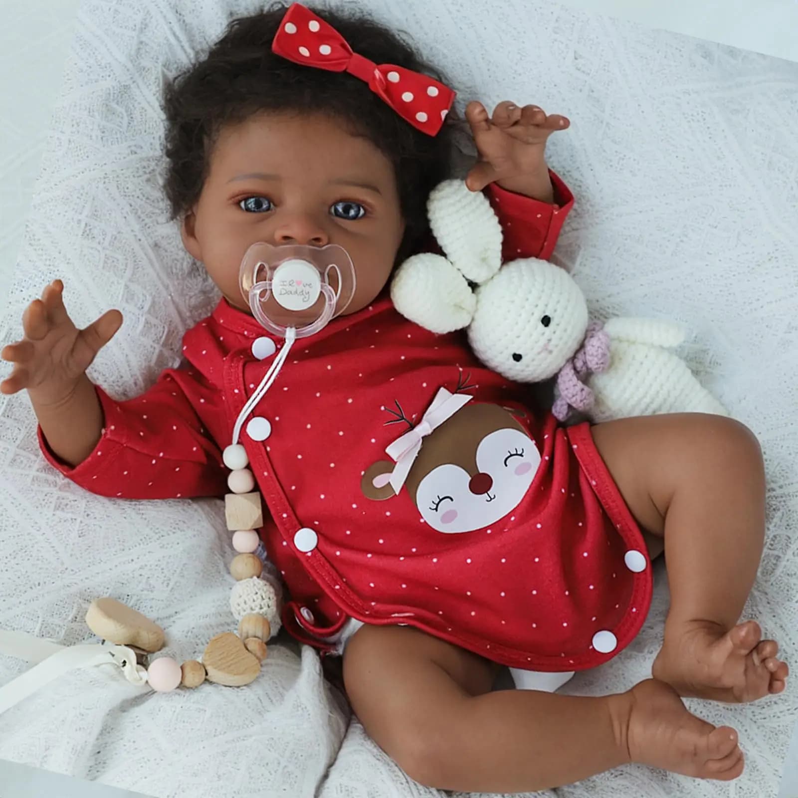 50 cm Reborn Doll Baby Doll Arti in vinile con pelle dipinta in 3D Realistico corpo in tessuto morbido Bambola afroamericana Giocattolo Regalo di Natale