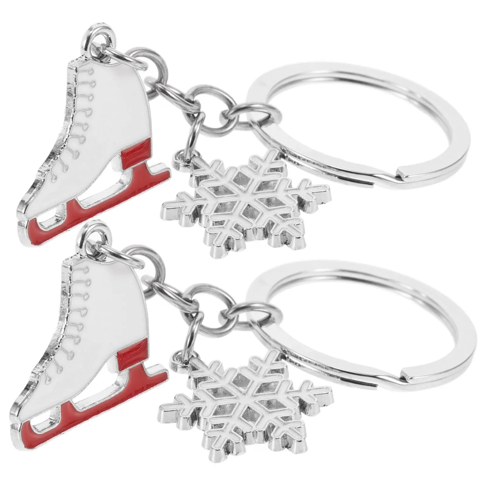 2 Pezzi Portachiavi con Fiocco di Neve e Pattini da Ghiaccio, Ciondolo Carino a Forma di Scarpa da Pattinaggio, Accessorio Invernale da Borsa, Regalo