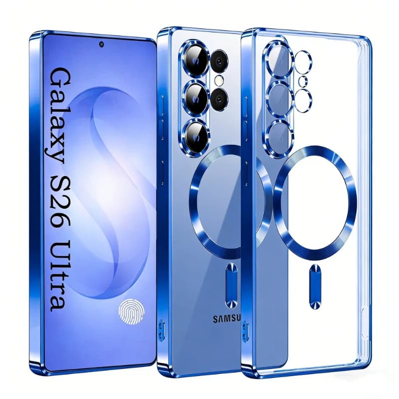 Luxury Transparent Plating Magnetic Wireless Charge Case for Samsung Galaxy S26 S25 S24 S23 S22 S21 Ultra Plus FE Note 20 Cover