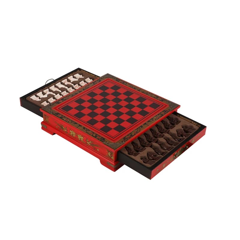 26cm/10.24inch Chess Board Retro 3D Character-Styled Chess Pieces Chess Desktop Chess Set Suitable for Various Holiday Gifts
