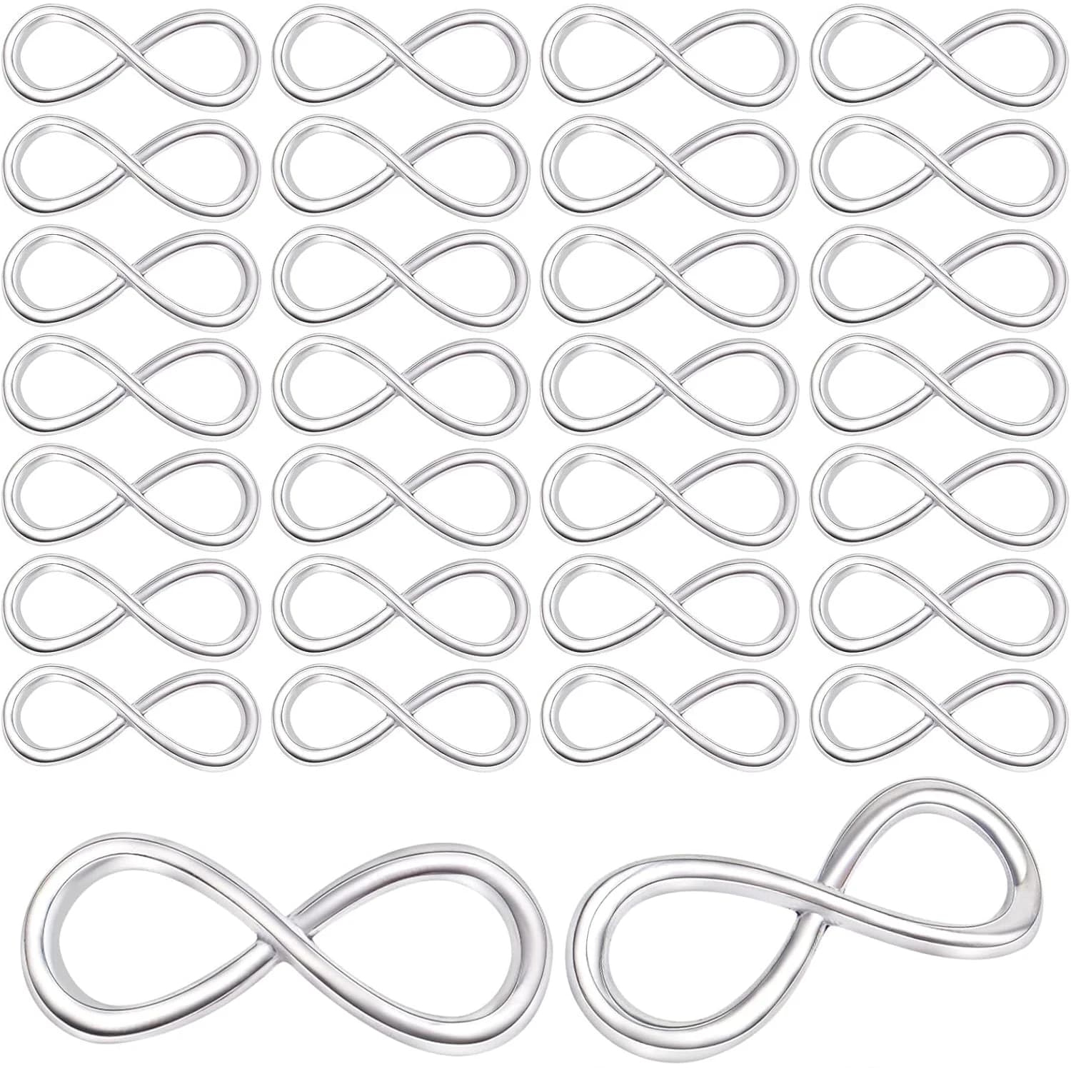50 Pezzi Connettori a Forma di Infinito in Argento, Ciondoli in Lega per Creazione di Gioielli Fai-da-Te, Accessori per Collane e Bracciali