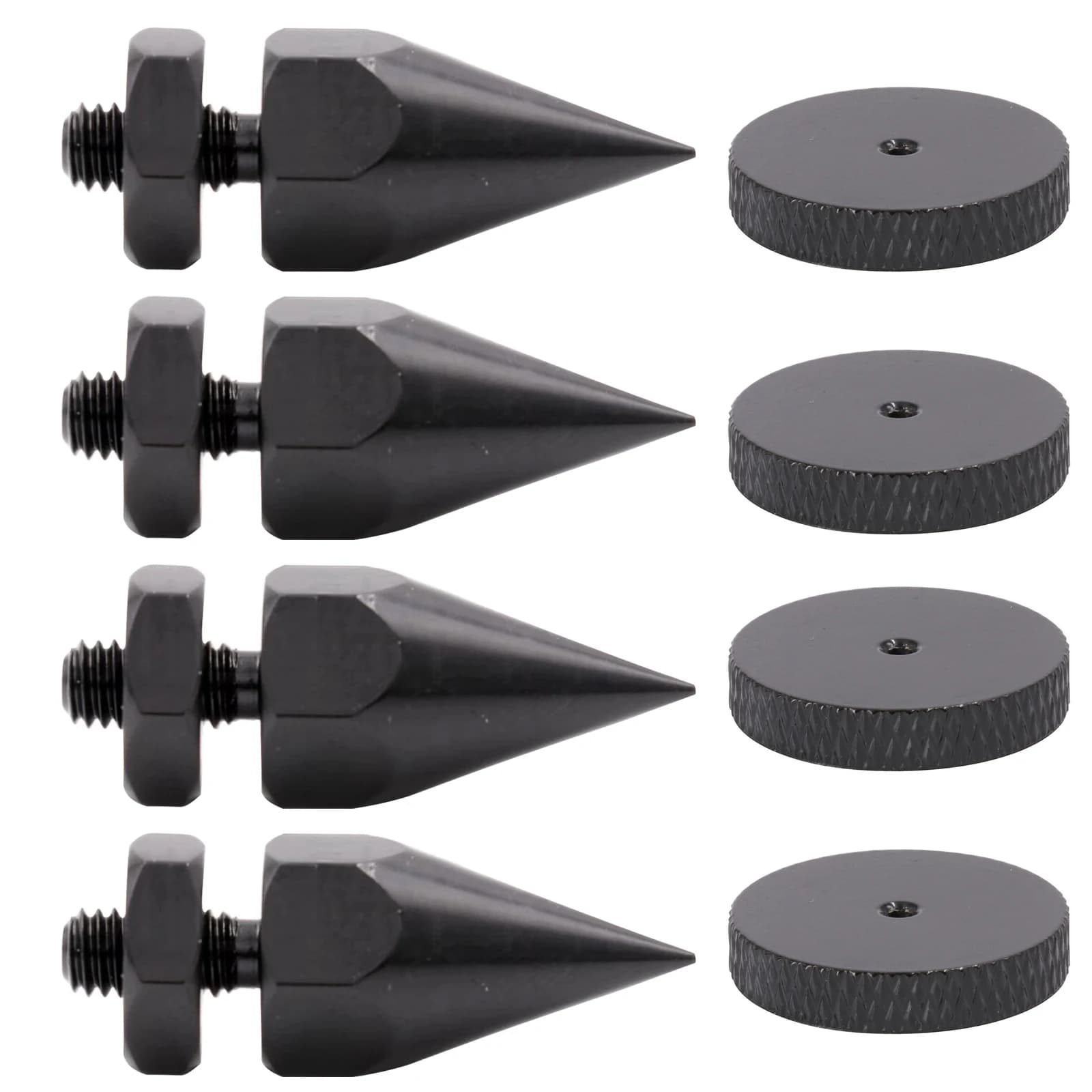 Adjustable height M6 Carbon iron Anti-shocket Speaker Insulation Spike AMP Studio Monitor Foot Support Cone With Base Pack of 4