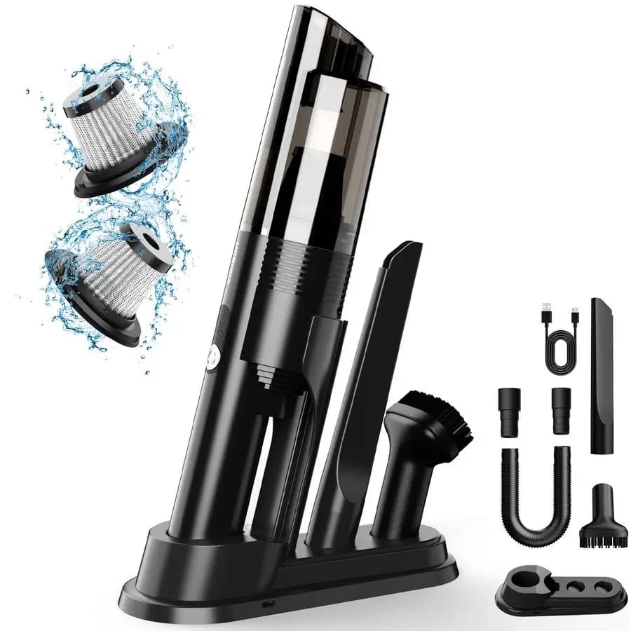 Wireless vacuum cleaner, vacuum cleaner for cars with powerful 10KPA suction and 2 speeds, vacuum cleaner with charging base, mini lightweight portable vacuum cleaner 4 in 1