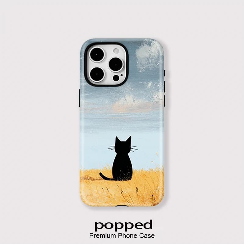 popped For Magsafe Magnetic Case For iPhone 14 17 12 13 15 Pro Max 16 Plus Matte Shockproof Cute Black Cat Pattern Cover