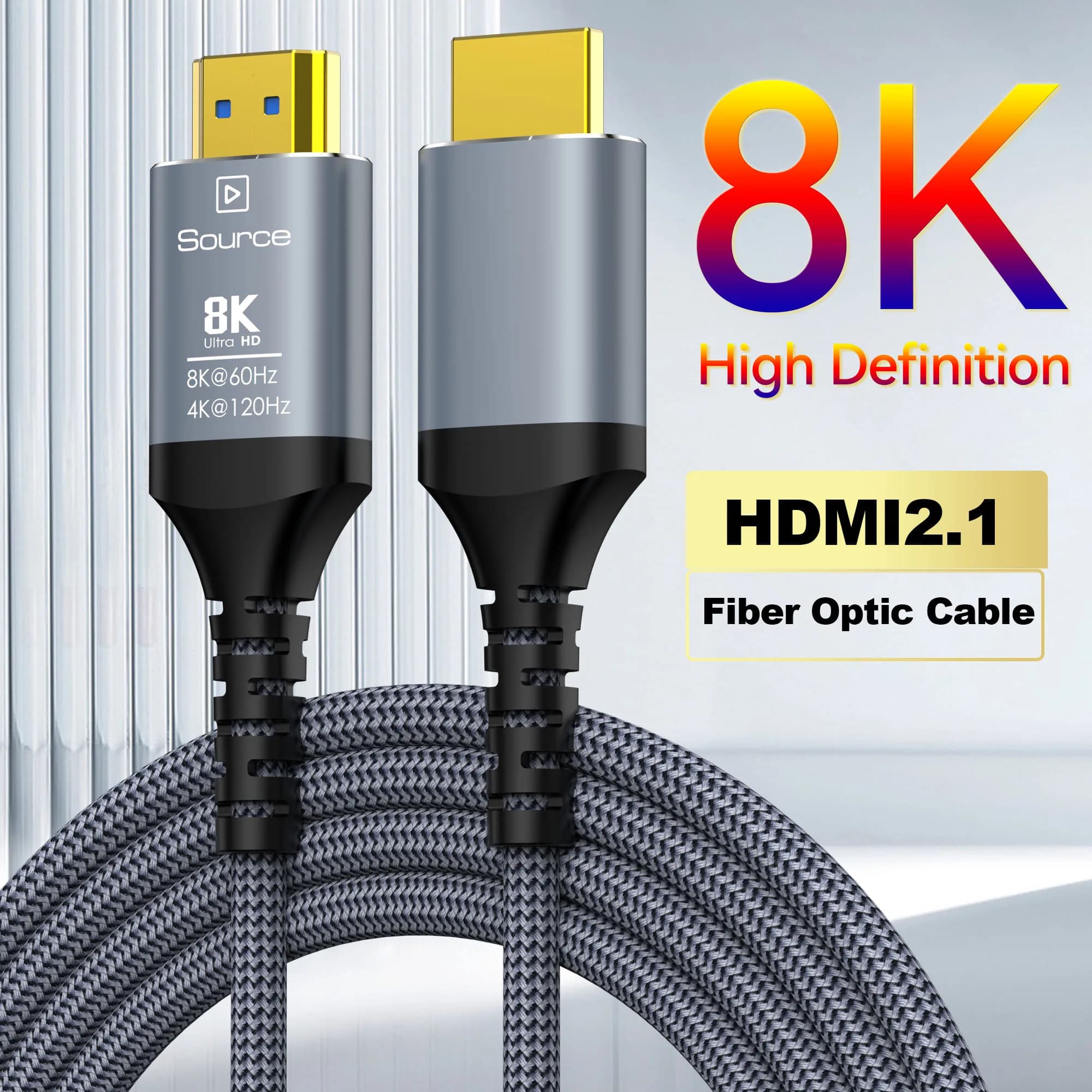 8K 2.1,4K @ 120Hz,8K @ 60Hz,HDCP 2.2 and 2.3,HDR 10, HDMI 2.1 ear cable compatible with Monitor TV PS5 PS4