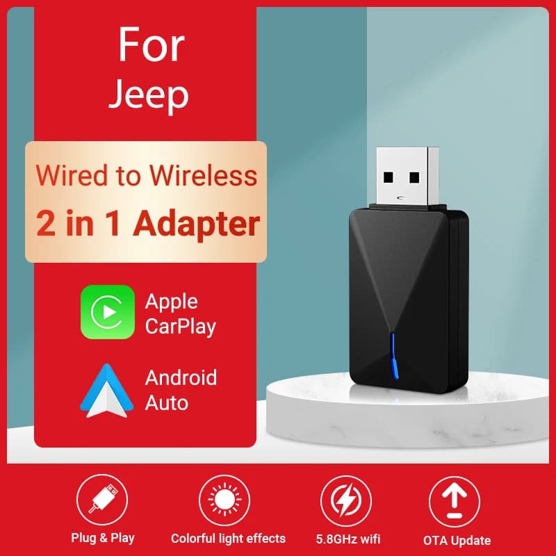 XUDA 2in1 Wireless Android Auto Adattatore Carplay Wireless Per Benz VW Jeep Wagoneer Compass Cherokee Benegde Wrangler Gladiator