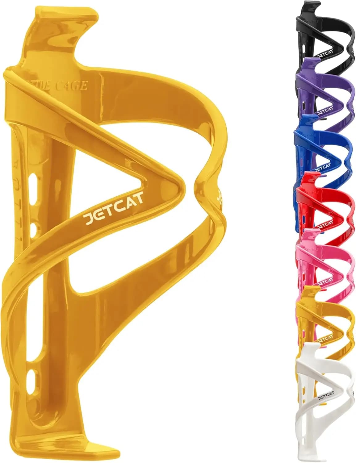 Portaborraccia per Bicicletta - Gabbia di Fissaggio Sicura per MTB, Bici da Strada, Gravel, eBike, Bici per Bambini e Adulti, in Fibra di Carbonio, Giallo