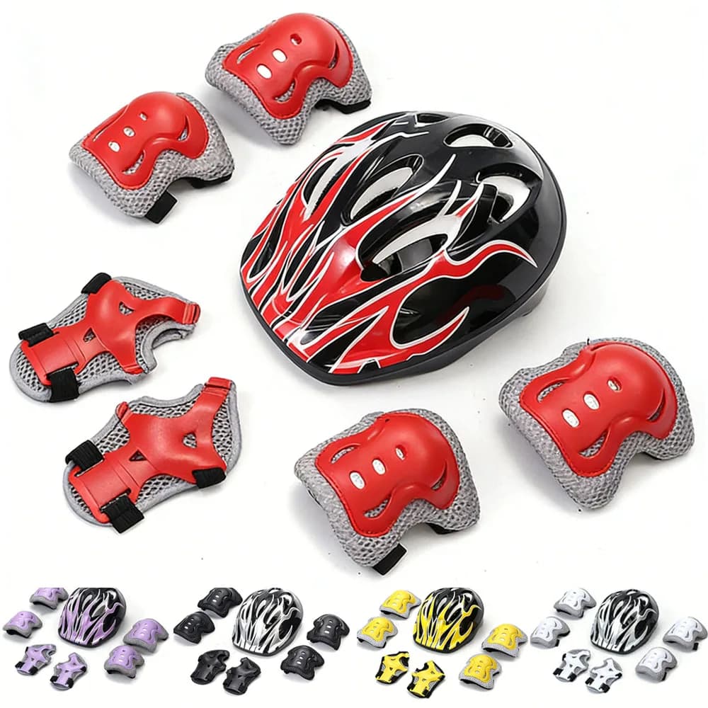 Kids Skateboard Bike Helmet Adjustable Knee Pad Elbow Protective Helmets Protective Helmets Set Teenagers Cycling Bike
