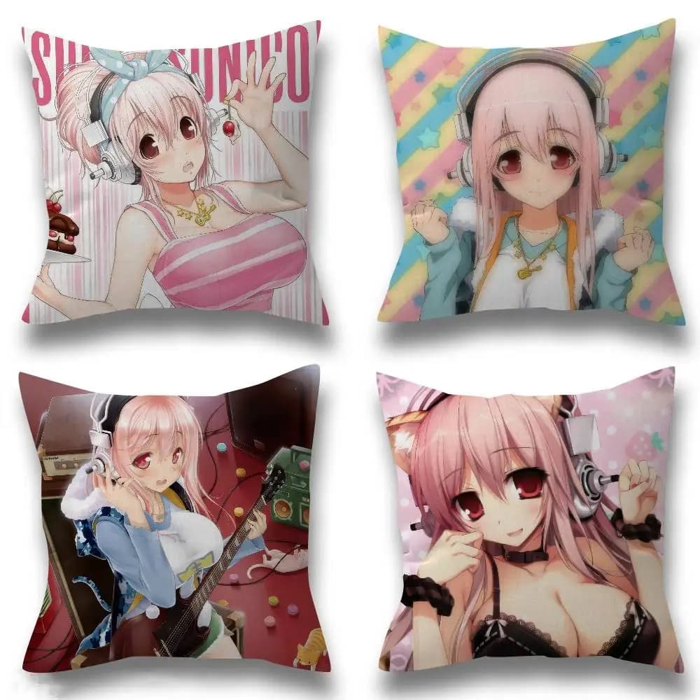 Bellissima fodera per cuscino Super S-Sonico anime 45*45 cm, federa decorativa per cuscino da divano.