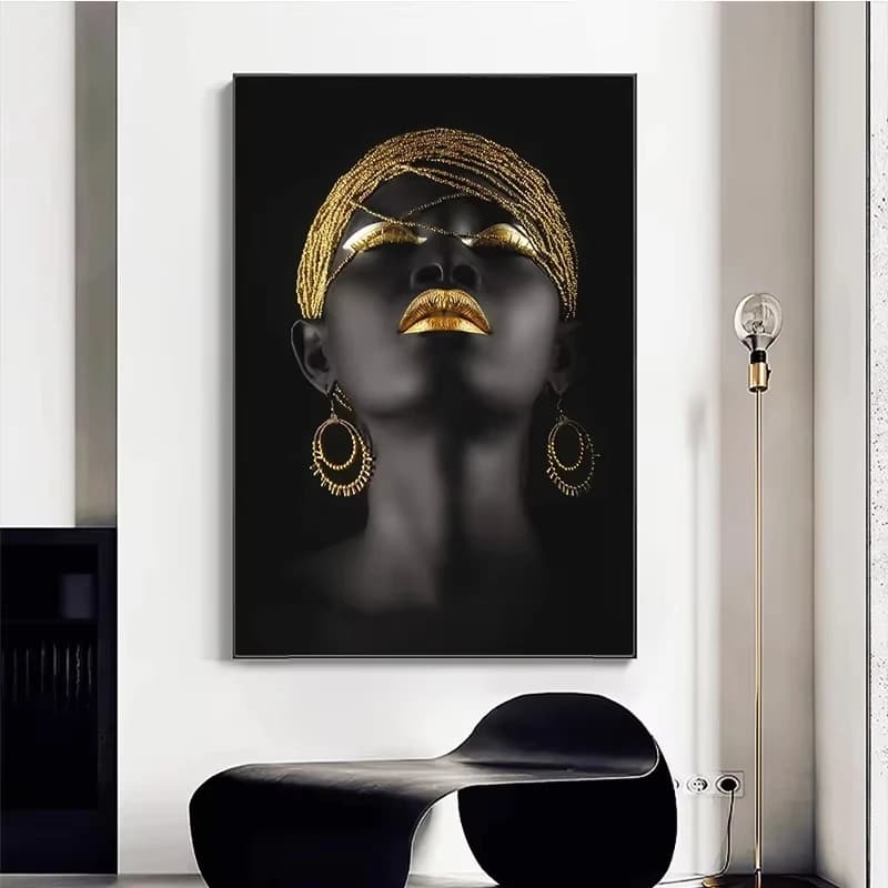 Paint By Numbers African Woman Portrait Kit Pre Drawn Canvas Acrylic Paint Set Stress Relief DIY Craft Wall Decor Gift