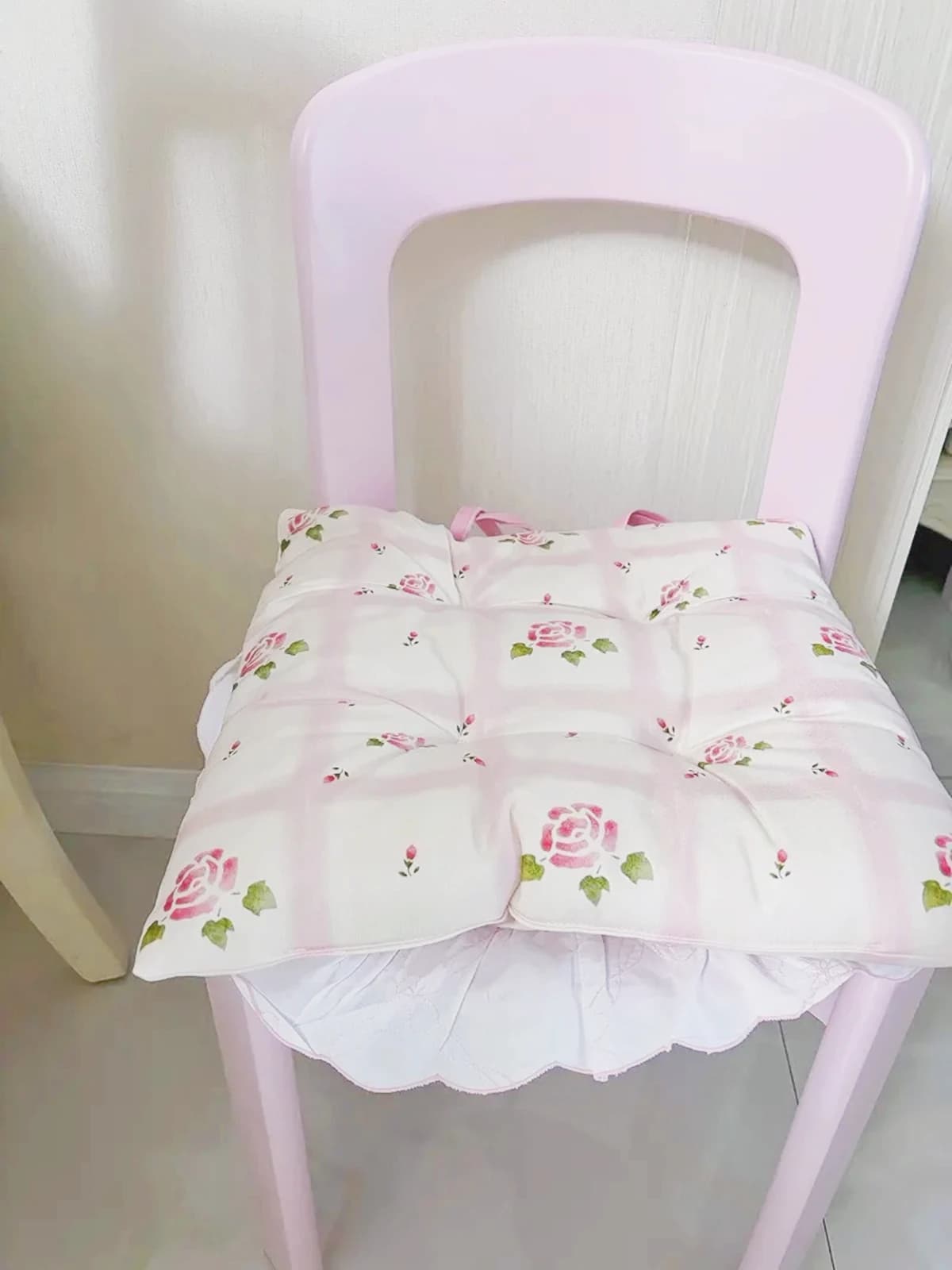Nordic Style Chair Cushion Seat Pads Pink Floral Printing Chair Decorative Square Office Stool Home Dining Chair Cushion 40*40CM