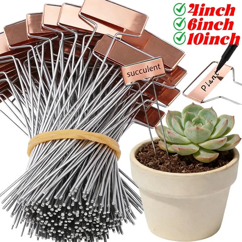 10/1 Pezzi Etichette in Metallo per Piante, Scrivibili e Impermeabili, Targhette da Giardino per Marcatura Piante da Esterno e Fiori in Vaso, Decorazione Balcone