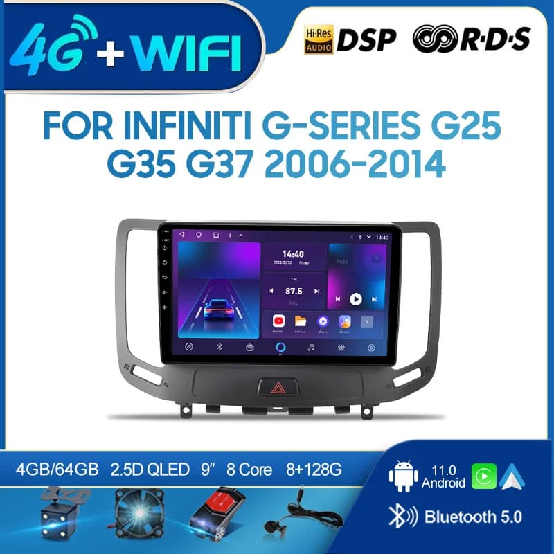 QSZN Per Infiniti G-serie G25 G35 G37 2006-2014 2 din Android 12.0 Autoradio Lettore Video Multimediale Navigazione GPS 4G Carplay