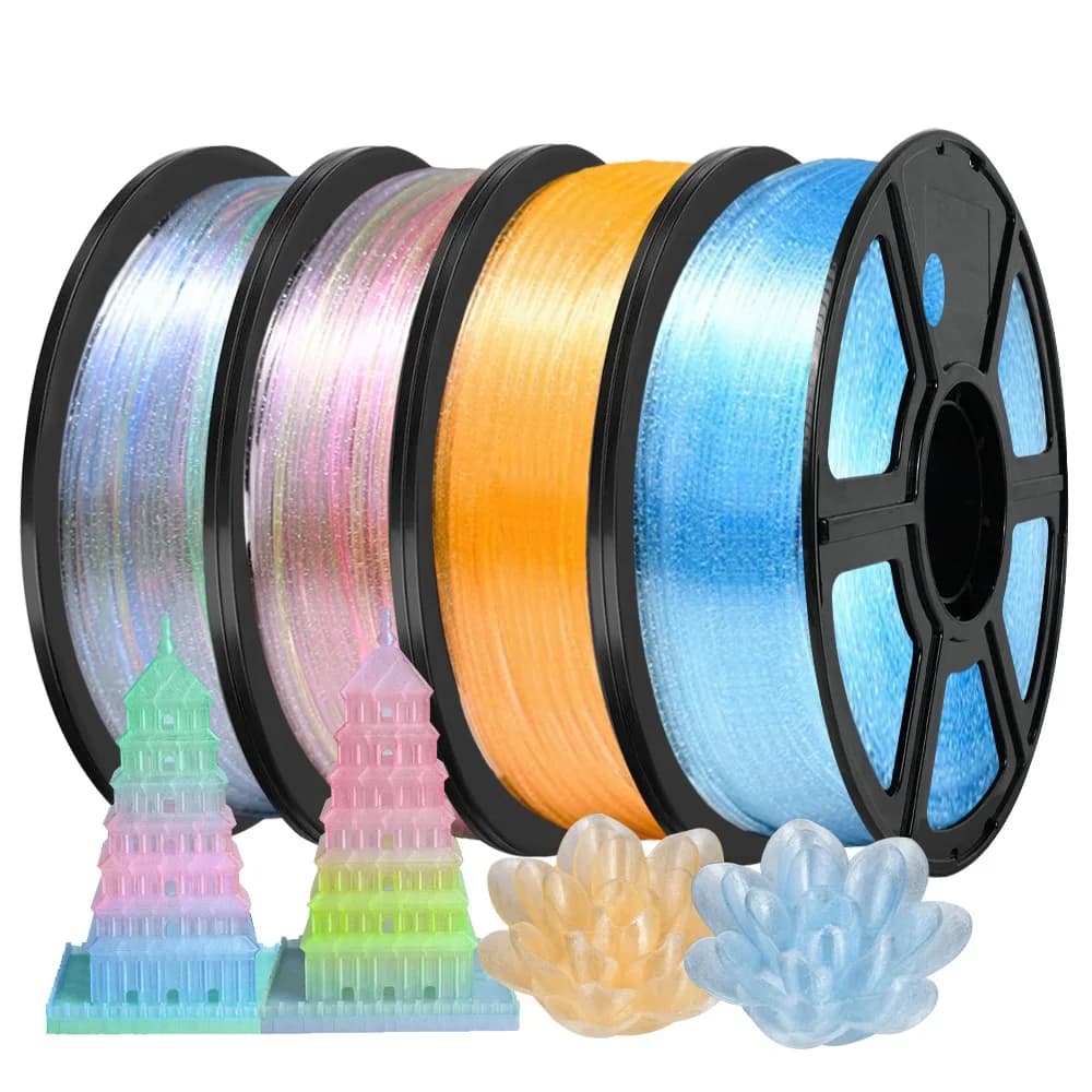 Glitter PLA + Filamento 1.75mm 1kg/500g/250g Stampante 3D Sparkle PLA Arcobaleno Cambia colore Filamento Punto flash verde blu trasparente